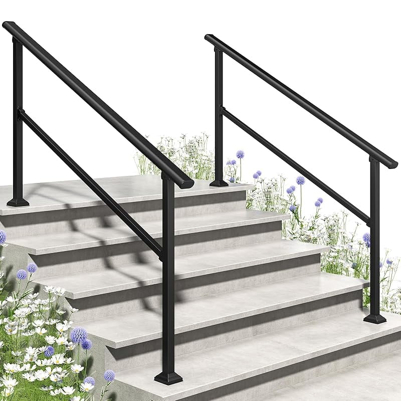 Hand Rails for Outdoor Steps, 3 Step Handrail 2 Pack, Outdoor Handrail ...