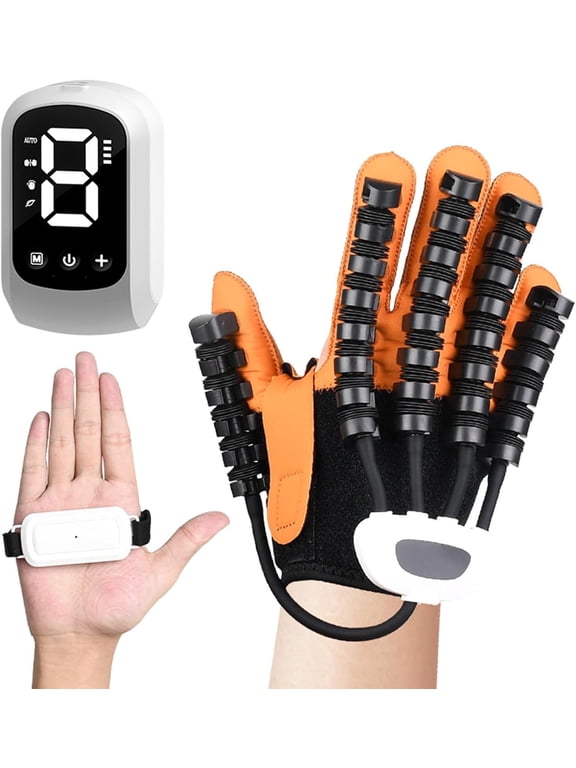 Hand Rehabilitation Robot Gloves, Hand Recovery Equipment for Stroke, Hand Dysfunction Training Device with 4 Modes & 9 Strength Levels, Robot Hand Glove for Finger Cramps Hemiplegic, Right Hand XL