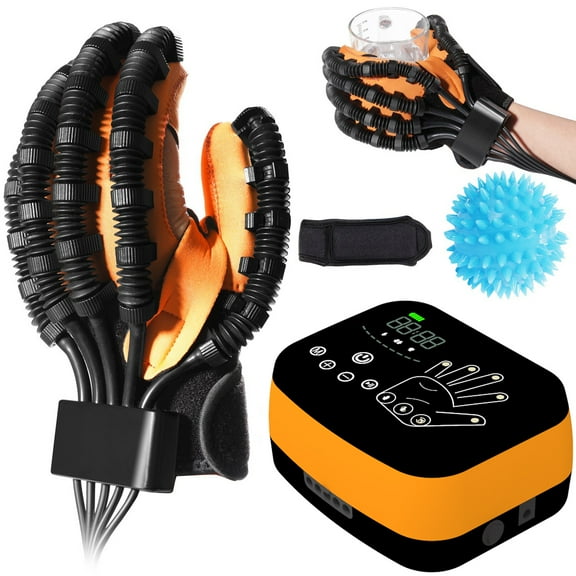 Hand Rehabilitation Robot Gloves, Salario Stroke Hemiplegia Rehabilitation Training Equipment, Finger Straightening Brace Guard Protector for Left Hand L