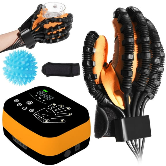 Hand Rehabilitation Robot Gloves, Salario Stroke Hemiplegia Rehabilitation Training Equipment, Finger Straightening Brace Guard Protector for Right Hand L