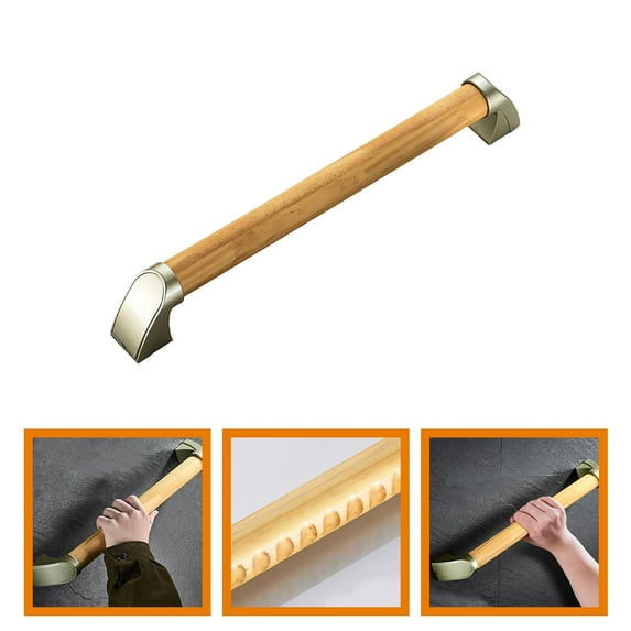 Hand Rest Rails for Bathroom Safety Railing Grab Bar Elderly Handrail Wooden Shower Rod Aluminum Alloy