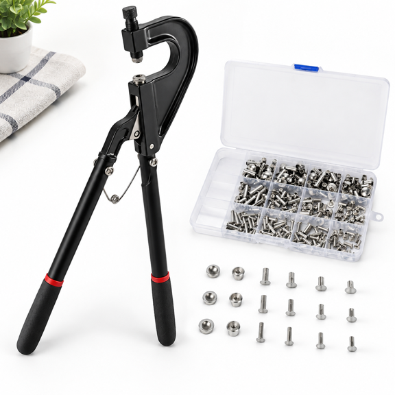 Hand Rivet Squeezer Set with Adjustable Gap, Stainless Steel Rivet Press Tool for Auto Body and DIY Projects