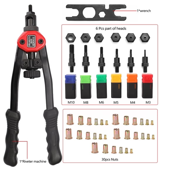 Hand Riveter Labor-saving Hand Riveter BT-605 Manual Rivet Machine Riveting Tools with Nut Dies M3-M10