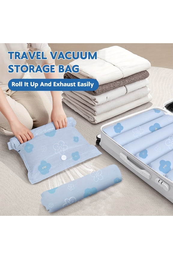 Hand Roll Compression Bags for Travel, No Vacuum Space Bags for Clothes & Luggage, Reusable Suitcase Organizer Packing Cubes for Vacation s, 1Pack A