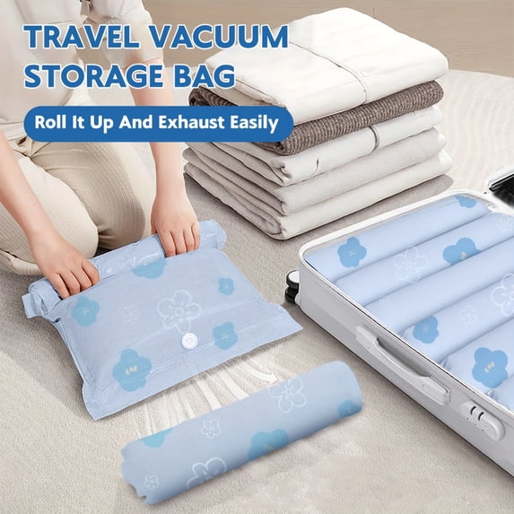 Hand Roll Compression Bags for Travel, No Vacuum Space Bags for Clothes & Luggage, Reusable Suitcase Organizer Packing Cubes for Vacation s, 1Pack B