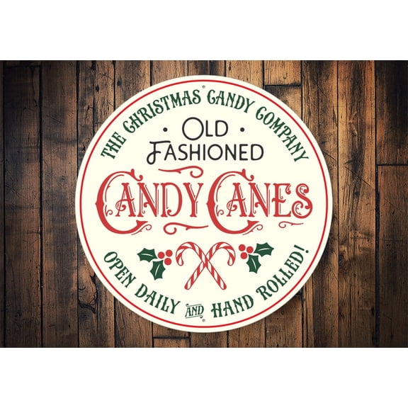 Hand Rolled Candy Cane Sign Candy Cane Sign Christmas Candy Sign Custom Candy Sign Vintage Candy Sign Christmas Candy Shop Candy GiftsSize: 12 x 12 inch