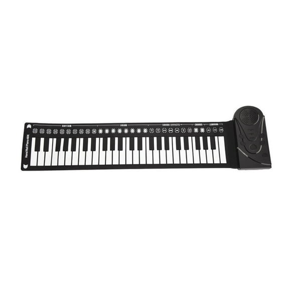Hand-Rolled Piano with Horns, Portable 49 Keys Organ Piano with Foldable Keyboard, Instruments Education for All Ages, Convenient for Daily Use(Black)