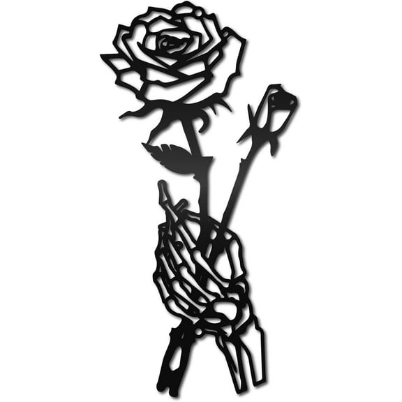 Hand Rose Wall Decor Flower Metal Wall Art Minimalist Gothic Line Art Unique Love Hanging Sculpture for DIY handcrafting