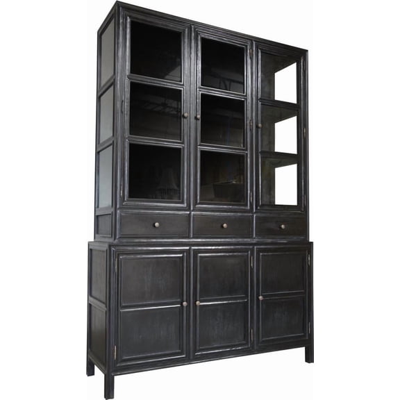 Hand-Rubbed Black Colonial Mahogany Hutch