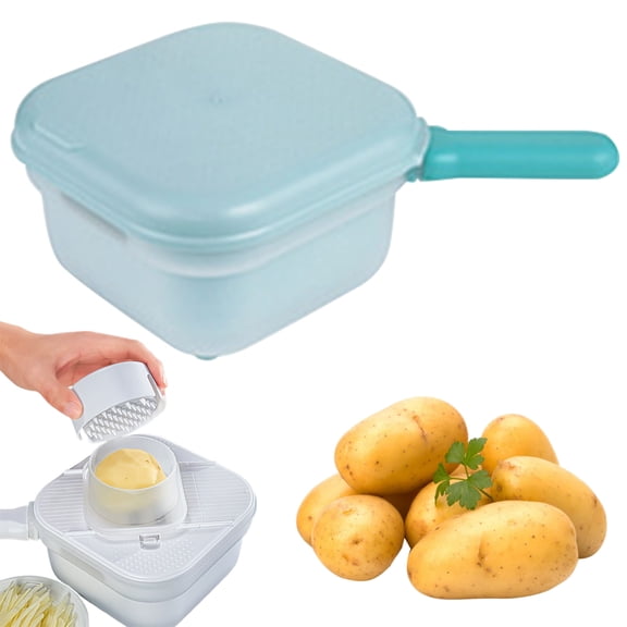 Hand Safe Mandoline Slicer with 3mm Blades Vegetable Cutter for Potato, Carrot, Onion, Garlic, White (4-in-1)