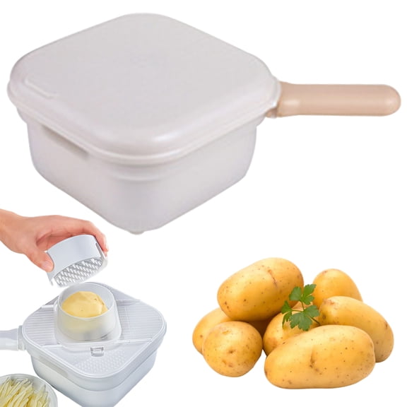 Hand Safe Mandoline Slicer with 3mm Blades Vegetable Cutter for Potato, Carrot, Onion, Garlic, White (4-in-1)