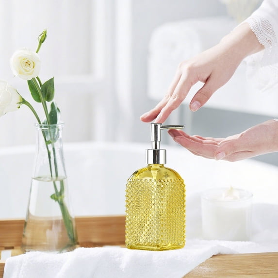 Hand Sanitizer Dispenser, Refillable Soap Dispenser, Glass Hand Soap Pump Bottle for Bathroom and Kitchen, Household toiletries Container Set with Excellent Sealing
