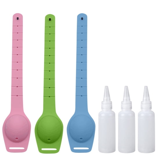 Hand Sanitizer Dispensing Wristband 10Ml Portable Silicone Bracelet Refillable Liquid Gel Dispenser with Adjustable Strap for Outdoor Travel Healthcare Office Adults Unisex,3Pcs(Multicolor1,9.8x0.8")