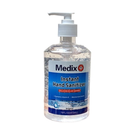 Hand Sanitizer Gel by Medix - 16 Fluid Ounces | 62% Ethyl Alcohol | Unscented | Kills 99.9% of Germs | Contains Aloe Vera and Vitamin E | - Single Pack