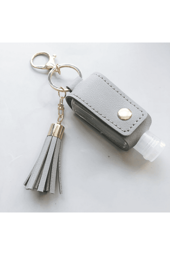 Hand Sanitizer Holder with Tassel Keychain Grey