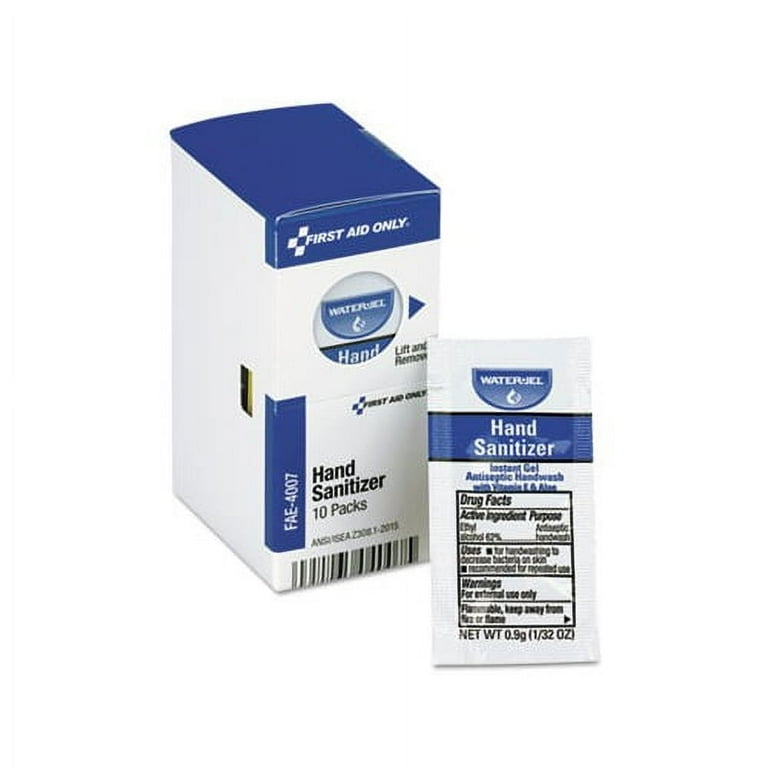 Gel Hand Sanitizer Packets for SmartCompliance First Aid Kits, 0.9 g, Clean Scent, 10/Box Gel Hand Sanitizer Packets for SmartCompliance First Aid Kits, 0.9 g, Clean Scent, 10/Box