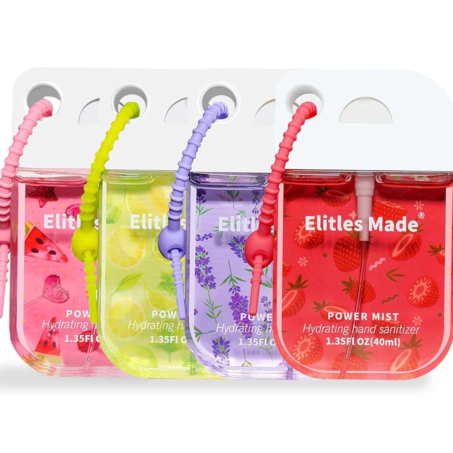 Hand Sanitizer Spray, 4Pack Spray Hand Sanitizer Travel Size With Keychain, Scented Cute Mini Pocket Purse Power Mist Hydrating for Kids School Gifts for Women, 1.35FL.OZ