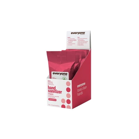 Everyone Ruby Grapefruit Hand Sanitizer Wipes Pouch Display Pack 6 Count
