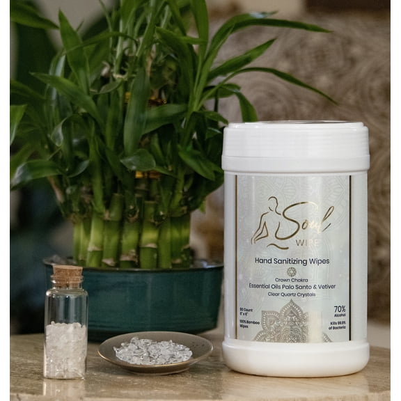 Hand Sanitizer made with Palo Santo and Vetiver Pure Essential Oils. Crown Chakra Meditation Tool