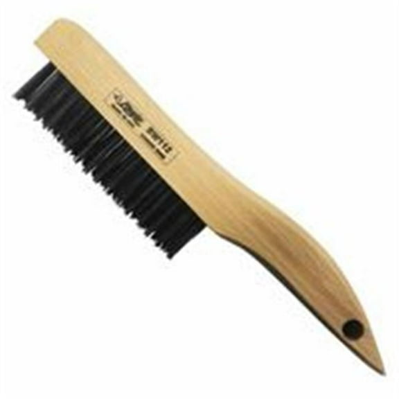 Hand Scratch Brush,10 in L, 4 x 16 Rows, Steel Bristles, Shoe Handle