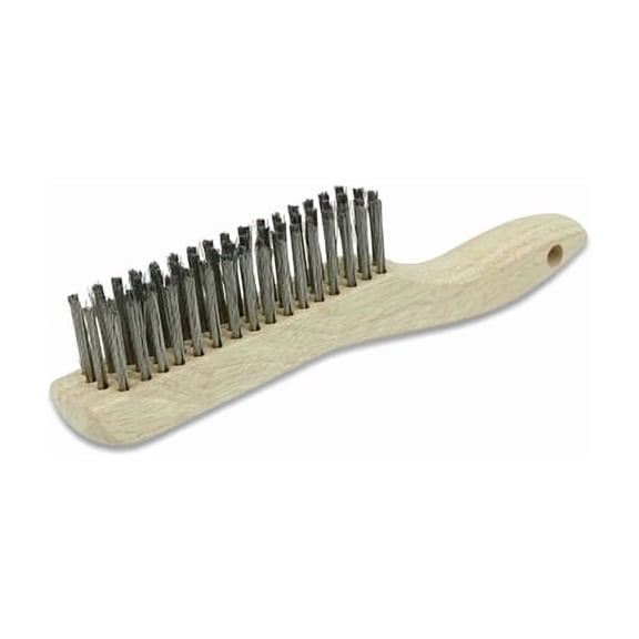 Hand Scratch Brush, 4 x 16 Rows, 0.012 in Stainless Steel Fill, Shoe Handle