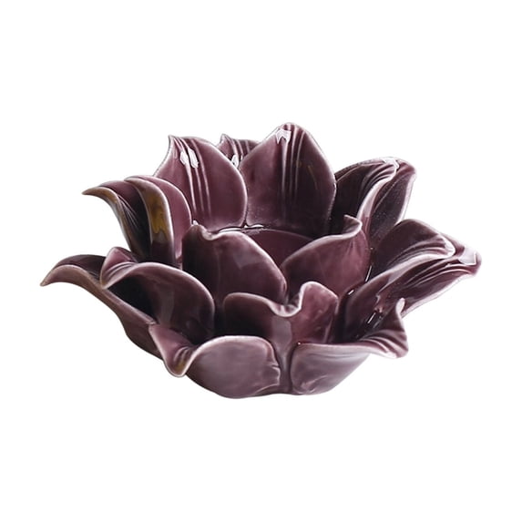 Hand-Sculpted Ceramic Flower Candle Holder for Romantic Candlelight Dinners, Festive Home Decor and Decorative Accent Brown