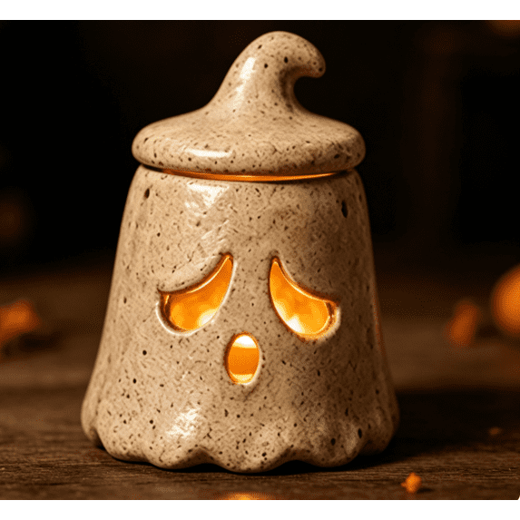 Hand-Sculpted Halloween Mini Lanterns, Tea Light Holder,Halloween Candle Holder, Rustic Fall Decor, Cute Spooky Table Decor for Tiered Tray Home Mantel Party,C
