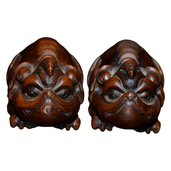 Hand Sculpture Decor Carved Wooden Unicorn Figurine Oriental Mythical Protection Blessing Prosperity Harmony Fortune Serenity