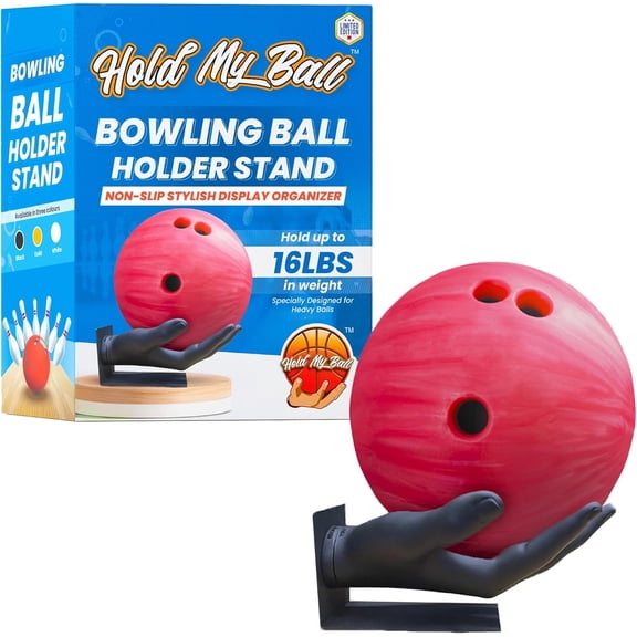 Hold My Ball Bowling Ball Holder – Black Wall Mount Hand Display Rack for Ball Storage & Memorabilia | Ball Holder Display Stand for Collectors & Sports Fans