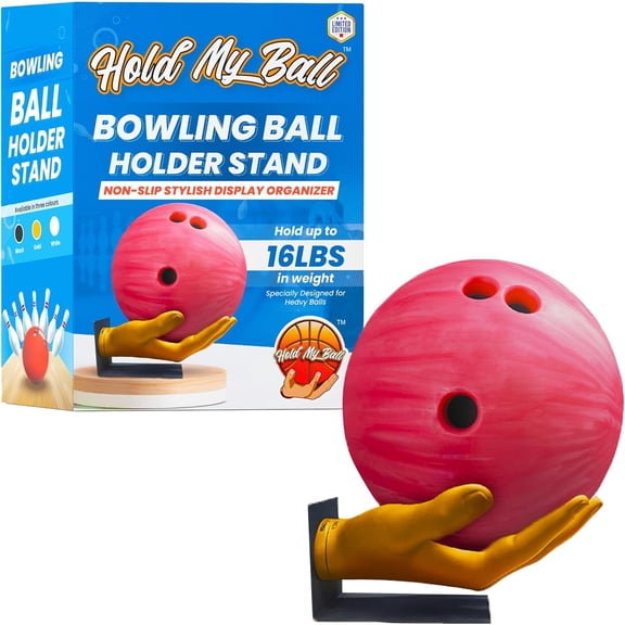 Hold My Ball Bowling Ball Holder – Gold Wall Mount Hand Display Rack for Ball Storage & Memorabilia | Ball Holder Display Stand for Collectors & Sports Fans