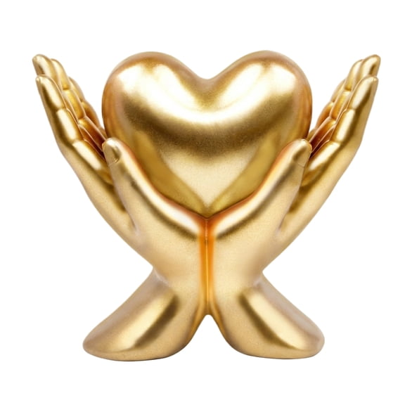 Hand Sculptures Decorations, Heart-Shaped Ornaments With Gold Finish Hand-Carved Design For Fireplace Mantel Living Rooms Dining Rooms Studies Bedrooms Coffee Tables Entryways