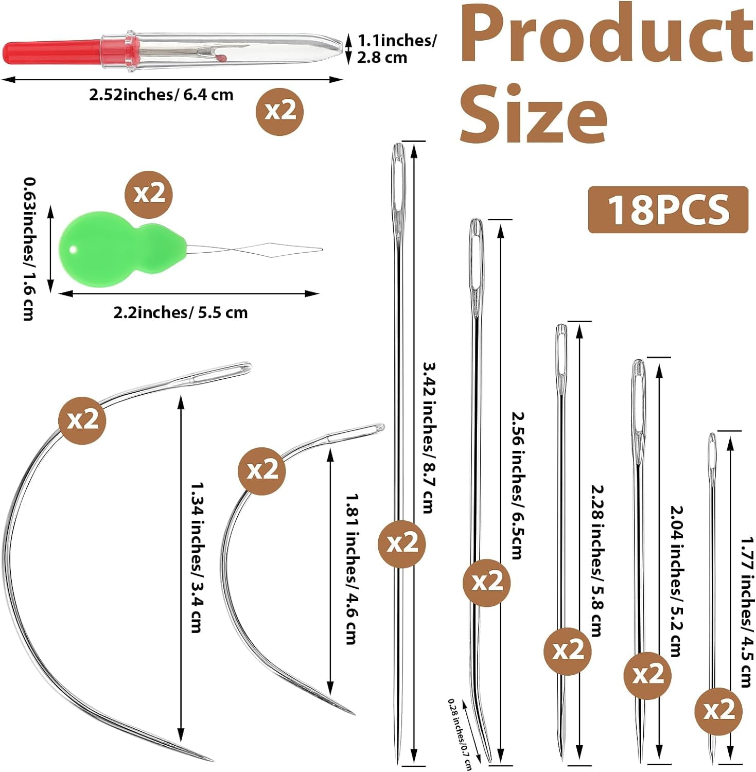 Hand Sewing Needles Kit, 14 Pcs Straight And Curved Leather Sewing