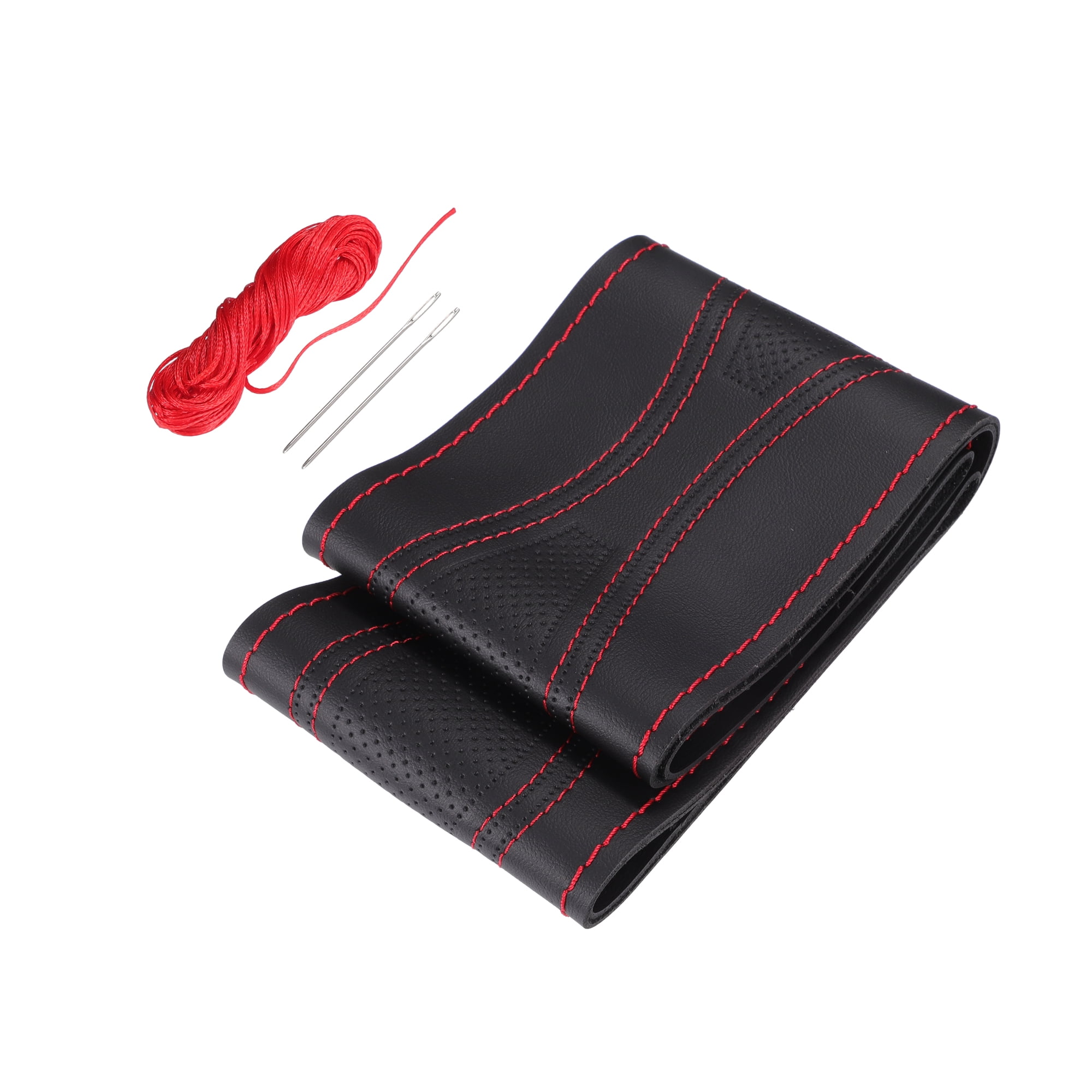 Hand Sewn Steering Wheel Cover Red Stitch Universal Fit 16.217 Inch 41