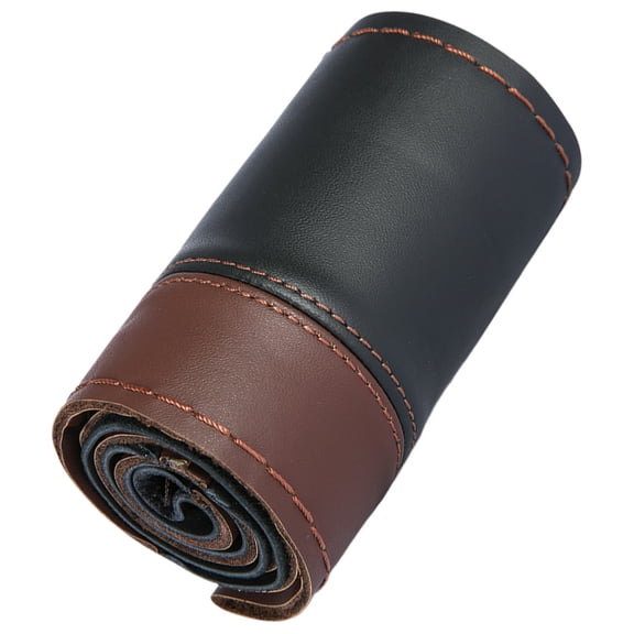 Hand Sewn Steering Wheel Cover Sewing Steering Wheel Wrap Color Blocked Leather Steering Wheel Protector Wrap for 38CM Diameter Steering Wheels Car Interior Accessories Coffee