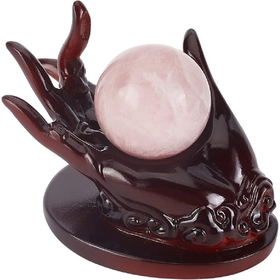 Hand Shaped Ball Display Stand Brown S ere Ball Base Resin Ball Holder Bracket Gemstone Small Tray for Display Small Collection Stone Figurines Home Office Decor