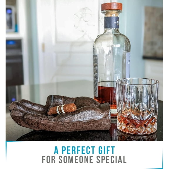 Hand-Shaped Cast Iron Cigar Ashtray - Rustic Decorative Tray, Key Holder, Paperweight, Gift for Men