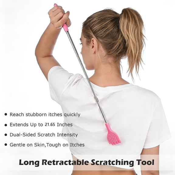 Hand Shaped Extendable Back Scratcher, Portable Lightweight Scratching Tool, Ergonomic Reach Comfort Massager for Adults