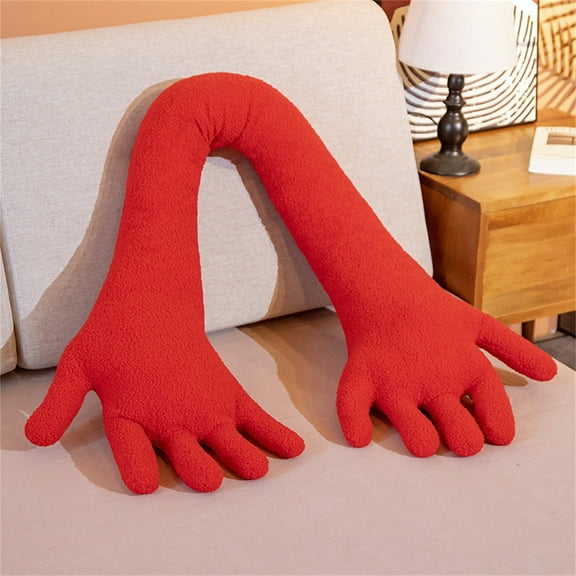 Hand Shaped Leg Pillow,Sleeping Leg Support Pillow, Funny Fleece Hand Pillow, Cushion Plush Toy Long Pillow,Hugging Squishy Pillow Soft Plushies Toy, Gifts for Girls and Boys Valentine's Day(Red)