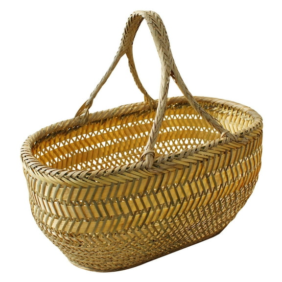 Hand Shopping Basket Market Handle Woven Wooden Fruit Wicker Food Rattan Baskets