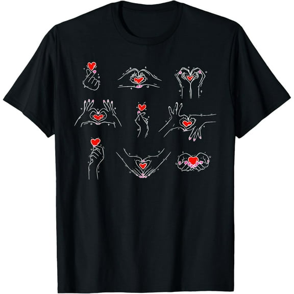 Hand Sign Language Heart Valentine Day ASL Teacher Learning T-Shirt Shirts