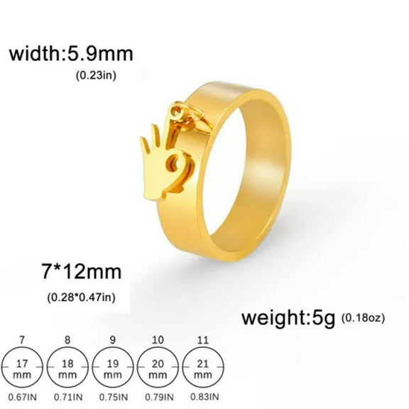 Hand Sign Ok Finger Gesture Rings Stainless Steel Ring Hip Hop Fashion Jewelry