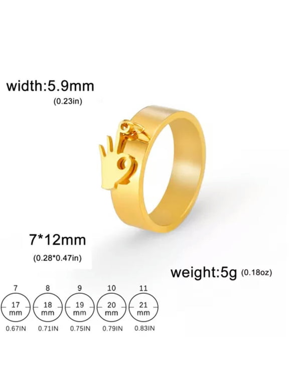 Hand Sign Ok Finger Gesture Rings Stainless Steel Ring Hip Hop Fashion Jewelry