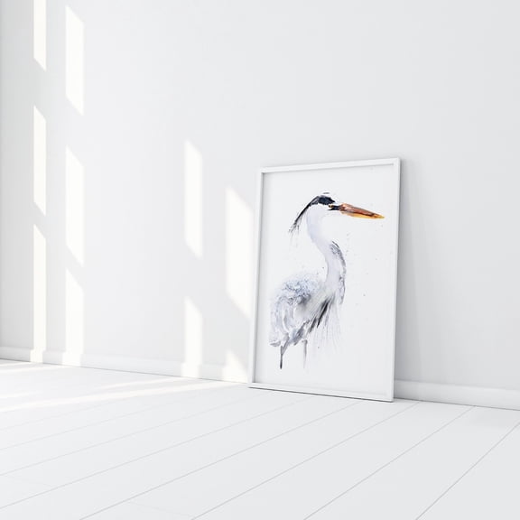 Hand Signed Limited Edition Print of My Original Heron Watercolour Painting Wall Art Poster , Poster Print Only