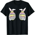 thumbnail image 1 of Hand Skeleton Bunny Rabbit Easter Day Egg Hunting T-Shirt, 1 of 3