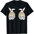thumbnail image 1 of Hand Skeleton Bunny Rabbit Easter Day Egg Hunting T-Shirt, 1 of 5