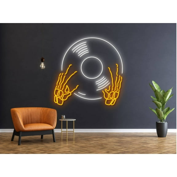Hand Skeleton DJ Neon Sign, Halloween Skeleton Club Decor