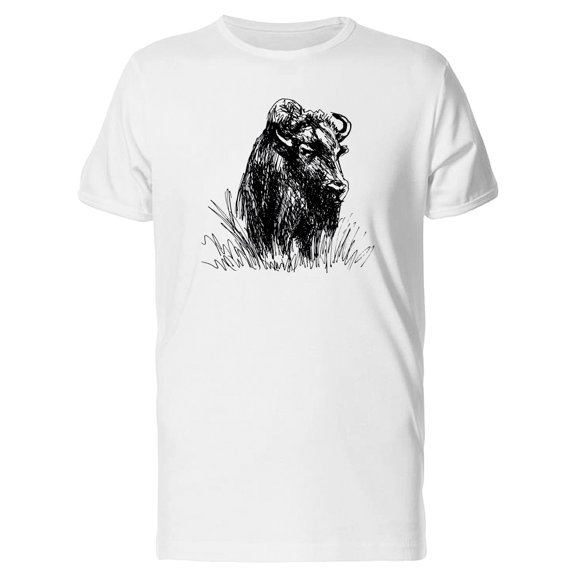 Hand Sketch Bison Tee Men's - Men T-Shirt, Small