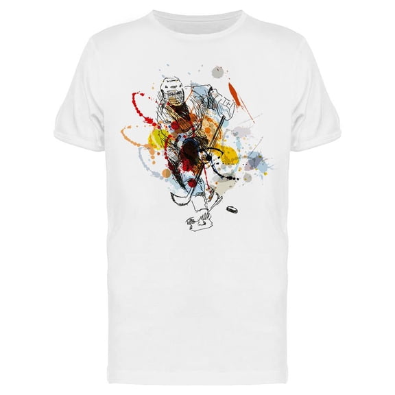 Hand Sketch Hockey Player T-Shirt Men -Image by Shutterstock, Male x-Large