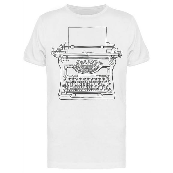 Hand Sketched Vintage Typewriter T-Shirt Men -Image by Shutterstock, Male Large