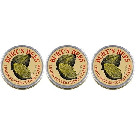 Hand Skin Care Stocking Stuffer, Burt's Bees Moisturizing Cuticle Cream for Dry Skin, 100% Natural, with Lemon Butter, 0.6 Ounce (Pack of 3)